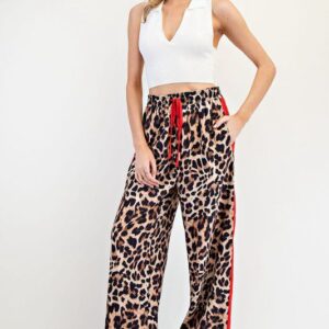 Leopard Print Drawstring Pants