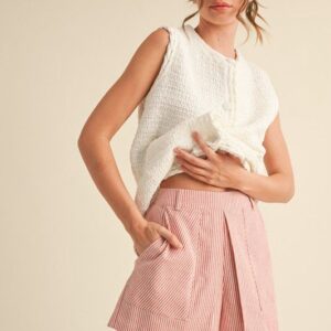 Red Stripe High-Waist Skort